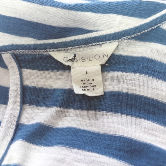 Nordstrom Caslon Top Tank Stripe Keyhole Back Cotton Shirt Blouse Tunic NWOT - Picture 7 of 9